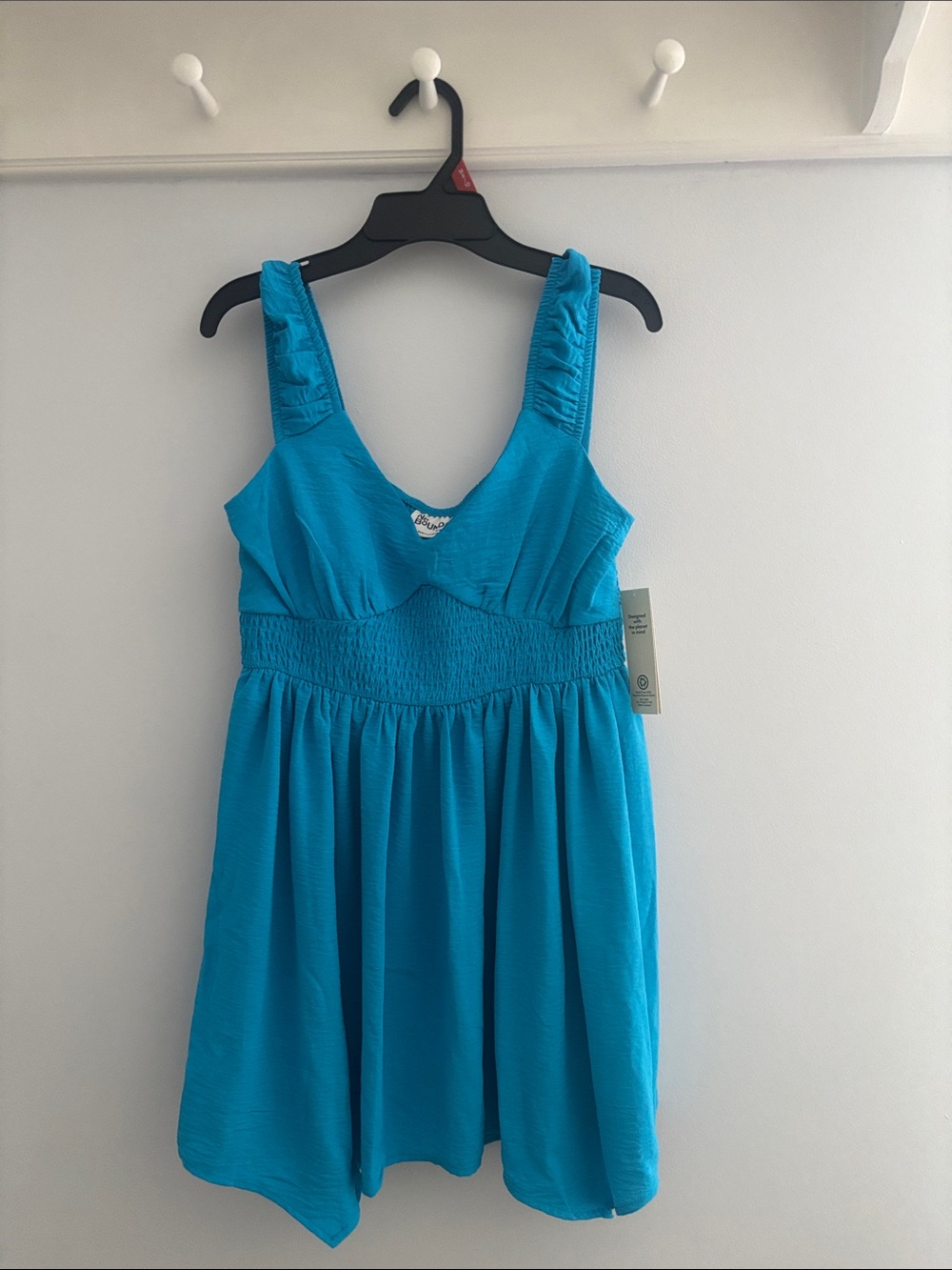 Bright Turquoise Sleeveless Smocked Waist Sundress